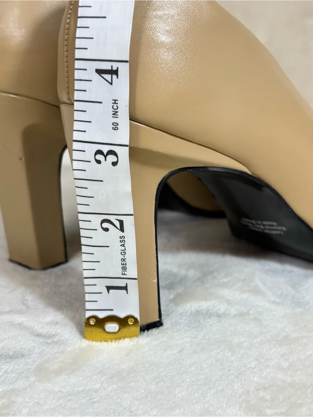 Vintage Pesaro Classic Square-Toe Block Heel Nude Pumps Size 8